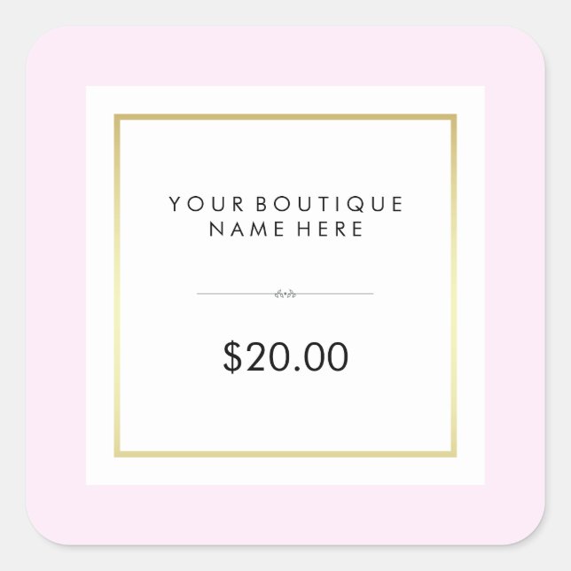 Chic Glam Pink und Gold Preismarke Quadratischer Aufkleber (Vorderseite)
