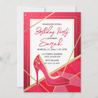 Chic Glam Rosa Gold Glitzer Geburtstagsparty Einladung