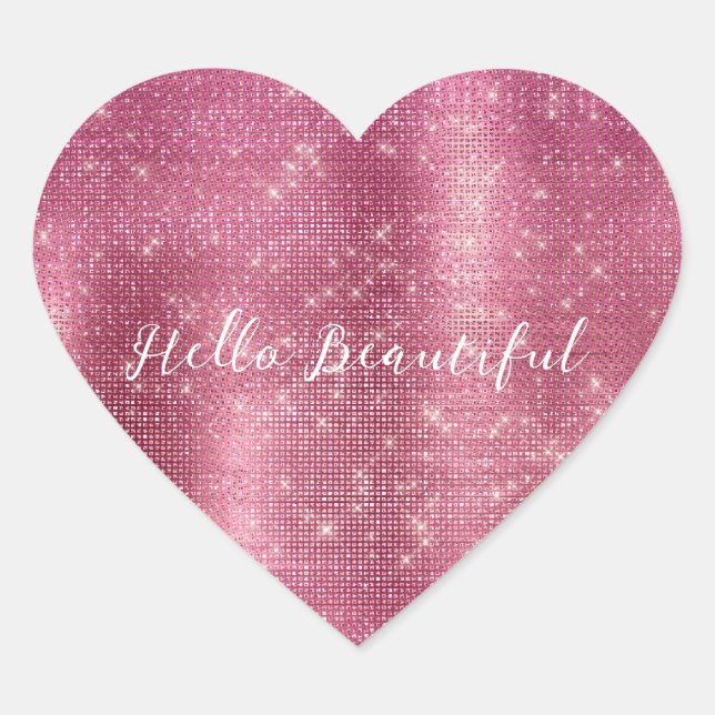 Chic Glam Silver Pink Sparkle und Black Herz-Aufkleber (Vorderseite)