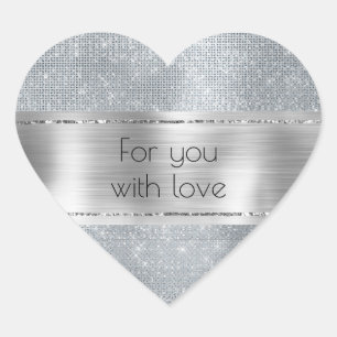 Chic Glam Silver Sparkle Herz-Aufkleber