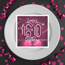 Chic Glam Vibrantes Rosa Neon Glow 60. Geburtstag