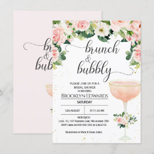 Chic Glass Brunch Bubble Bridal Dusche Einladung