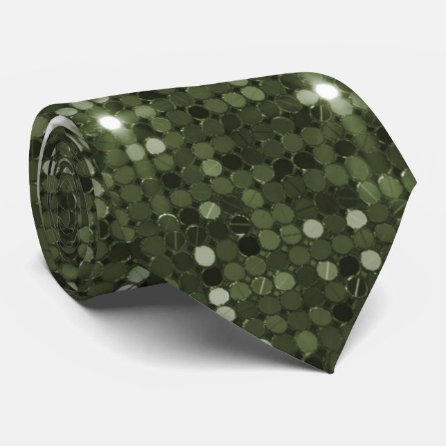 Chic Glimmering Olive Green Sequin Neck Tie Krawatte (Gerollt)