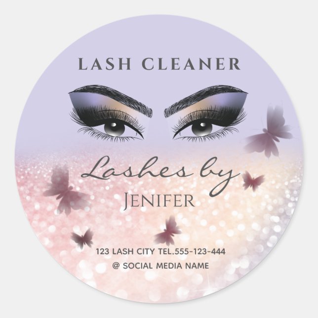 Chic glittery funkle lash extension lash reiniger runder aufkleber (Vorderseite)