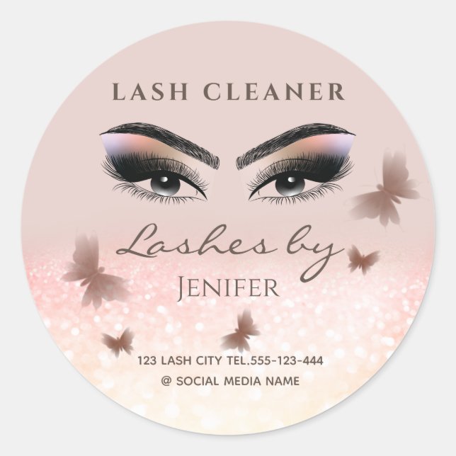 Chic glittery funkle lash extension lash reiniger runder aufkleber (Vorderseite)