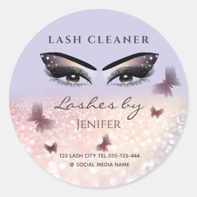 Chic glittery funkle lash extension lash reiniger runder aufkleber (Vorderseite)