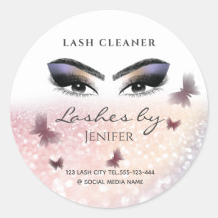 Chic glittery funkle lash extension lash reiniger runder aufkleber