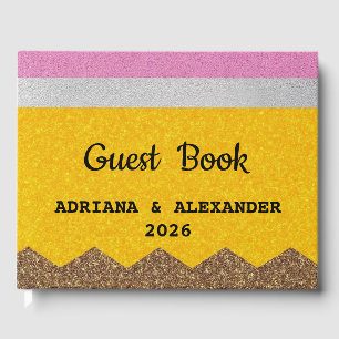 Chic Glittery Gelb Foil Wedding Gästebuch