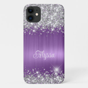 Chic Glittery Lila Amethyst Glam Name Case-Mate iPhone Hülle