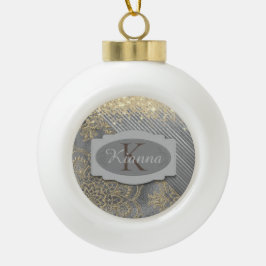 Chic Glittery Mandala Monogram Ornament