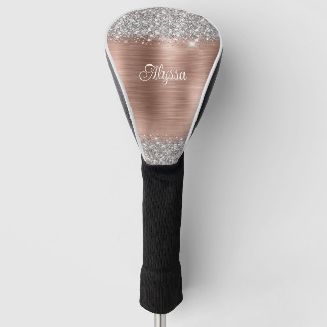 Chic Glittery Rose Gold Glam Name Golf Headcover (Vorderseite)