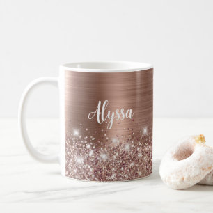 Chic Glittery Rose Gold Glam Name Kaffeetasse