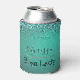 Chic Glittery Türkis Personalisiert Boss Lady Dosenkühler
