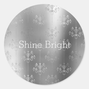 Chic Glitz Silver Glam Chandeliers Runder Aufkleber