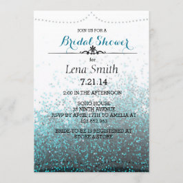 Chic Glitzer Blue Bridal Couple Dusche Einladung