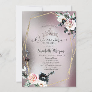 Chic Glitzer Crown, Rose Metallic Einladung