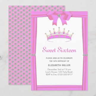 Chic Glitzer Diamond Crown 16 . Geburtstag Einladung