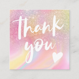 Chic Glitzer Girl Regenbogen Marmor Pastellfarben  Quadratische Visitenkarte