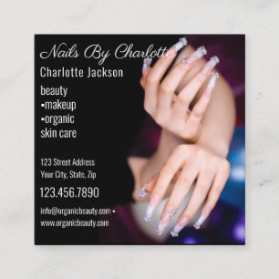 Chic Glitzer Glam Nail Art Salon QR Code Quadratische Visitenkarte