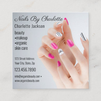 Chic Glitzer Glam Nail Art Salon QR Code Quadratische Visitenkarte