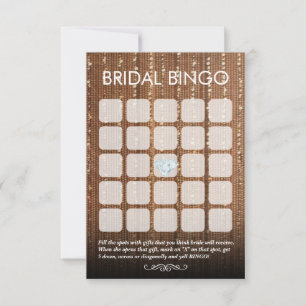 Chic Glitzer Gold String 5x5 Bridal Bingo Cards
