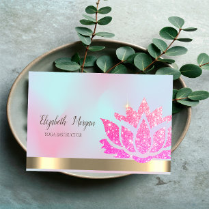 Chic Glitzer Lotus Blume Yoga Holographic Visitenkarte