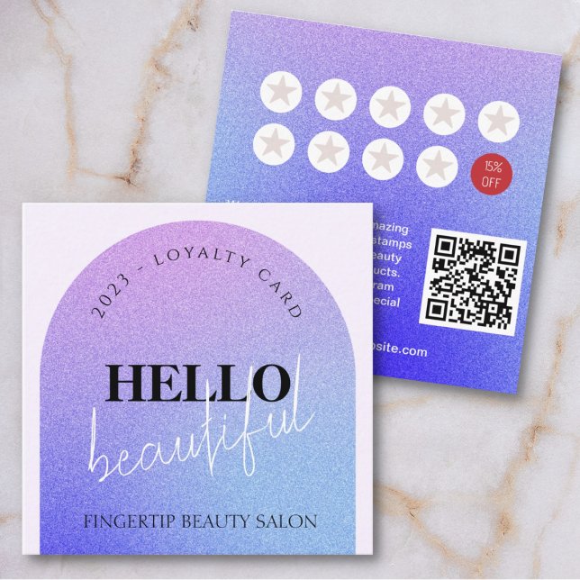 Chic Glitzer Makeup Beauty Nail Salon Loyalty Card Quadratische Visitenkarte (Von Creator hochgeladen)