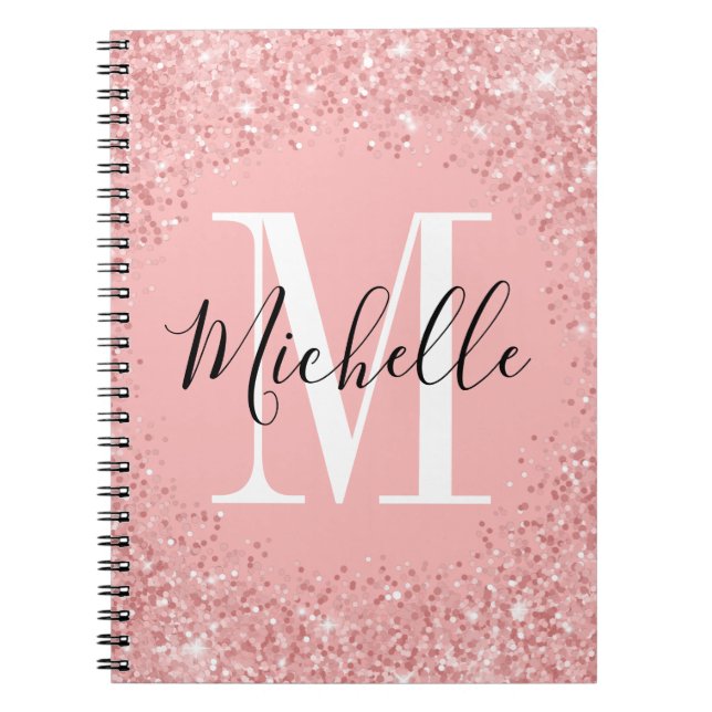 Chic Glitzer Monogram SpiralNotebook Notizblock (Vorderseite)