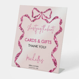 Chic Glitzer Pink Bow Sie bindet den Knoten Sockelschild