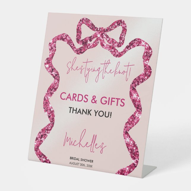 Chic Glitzer Pink Bow Sie bindet den Knoten Sockelschild (Vorderseite)