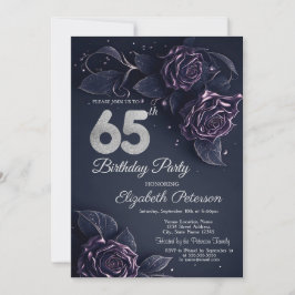 Chic Glitzer Tropfen Rose Gold 65. Geburtstag Einladung