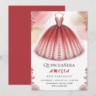 Chic Glitzer und Floral Quinceñera Einladung