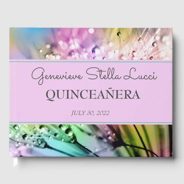 Chic Glitzern Quinceañera Party Einladung Gästebuch (Vorderseite)