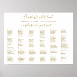 Chic Gold 200 Namen Hochzeit Sitzplan Poster