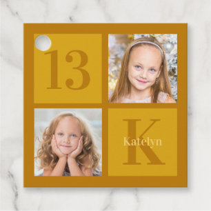 Chic Gold 2 Foto Collage Custom Geburtstagsparty Geschenkanhänger