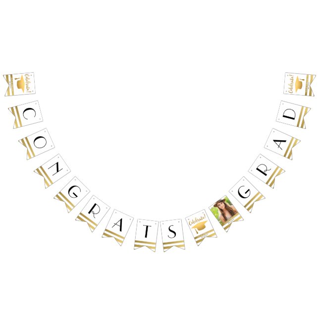 Chic Gold Abschluss Bunting Class of 20XX Foto Wimpelkette (Alle)