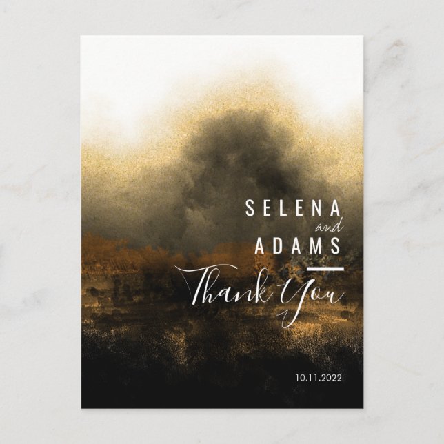 Chic Gold Abstrakt Typografy Wedding Vielen Dank Postkarte (Vorderseite)