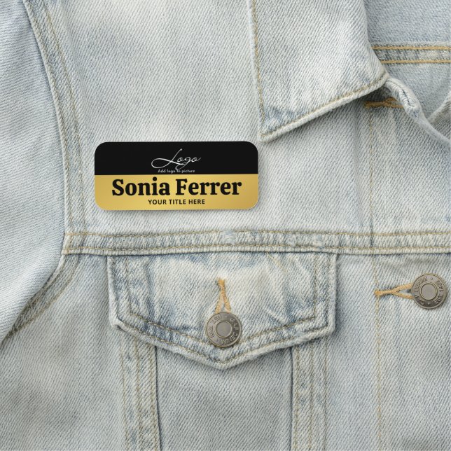 Chic Gold Add Logo Corporate Beruflich Mitarbeiter Namensschild (Beispiel)