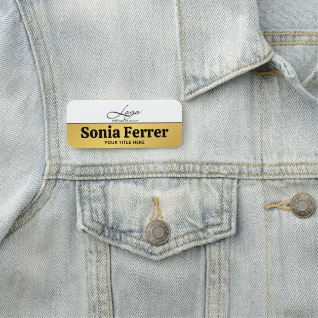 Chic Gold Add Logo Corporate Beruflich Mitarbeiter Namensschild (Beispiel)