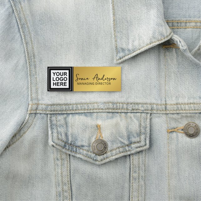 Chic Gold Add Logo Corporate Beruflich Mitarbeiter Namensschild (Beispiel)