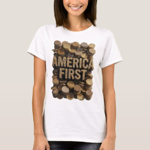 Chic Gold AMERICA FIRST Design T-Shirt