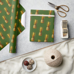 Chic Gold Ananas Sommermuster Geschenkpapier