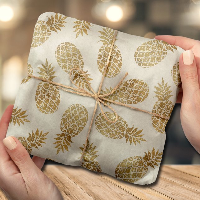 Chic Gold Ananas Tropical Ivory Seidenpapier (Von Creator hochgeladen)