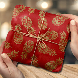 Chic Gold Ananas Tropical Red Seidenpapier