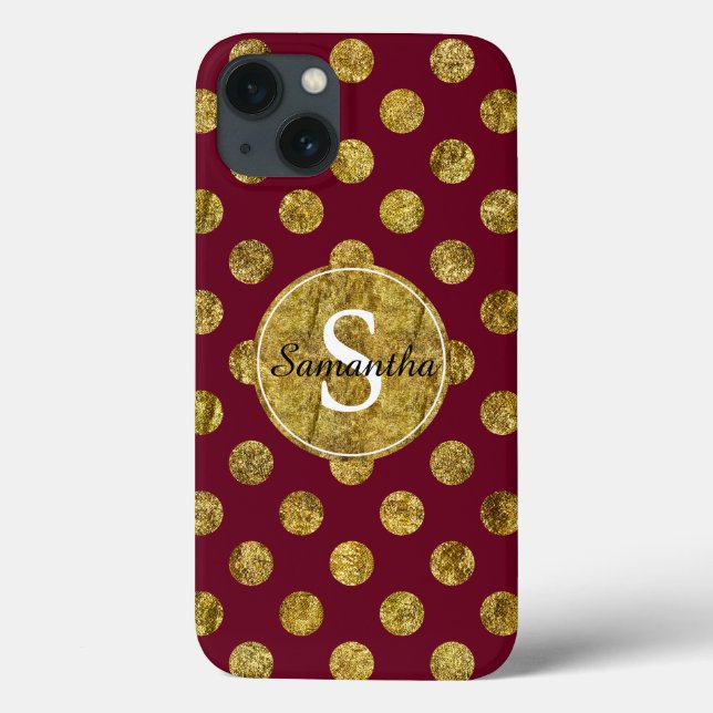 Chic Gold and Pink Glam Dots Monogram Case-Mate iPhone Hülle (Rückseite)