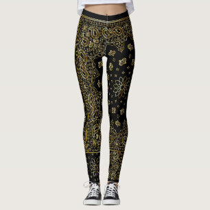 Chic Gold Artwork Black Designer Muster Frauen Leggings