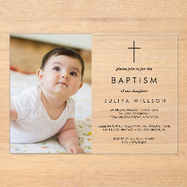 Chic Gold Baptisse Foto Acryleinladungen