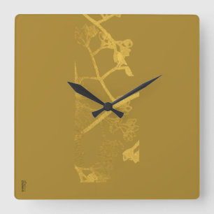 Chic Gold Beige Abstraktes Blumenmuster Quadratische Wanduhr
