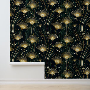 Chic Gold Black Art Deco Fans Tapete