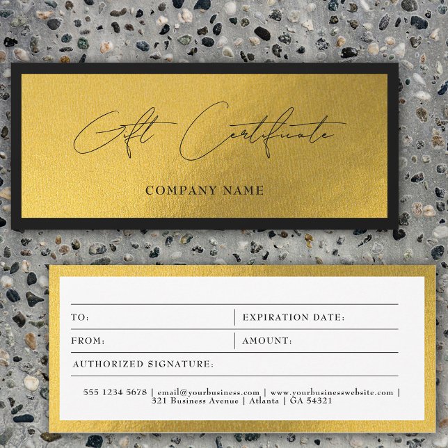 Chic Gold Black Business Geschenkgutschein (Chic Gold Black Business Gift Certificate Voucher)